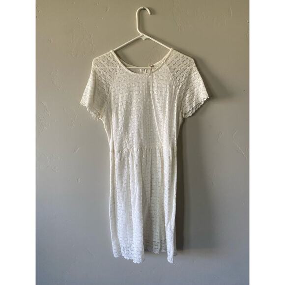 Free People Size 10 Creamy White Lace Knee Length Dress - Picture 1 of 7